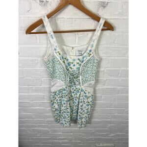 Sabo Women's Colby Mini Dress Patchwork Design Floral Print Blue White Size S